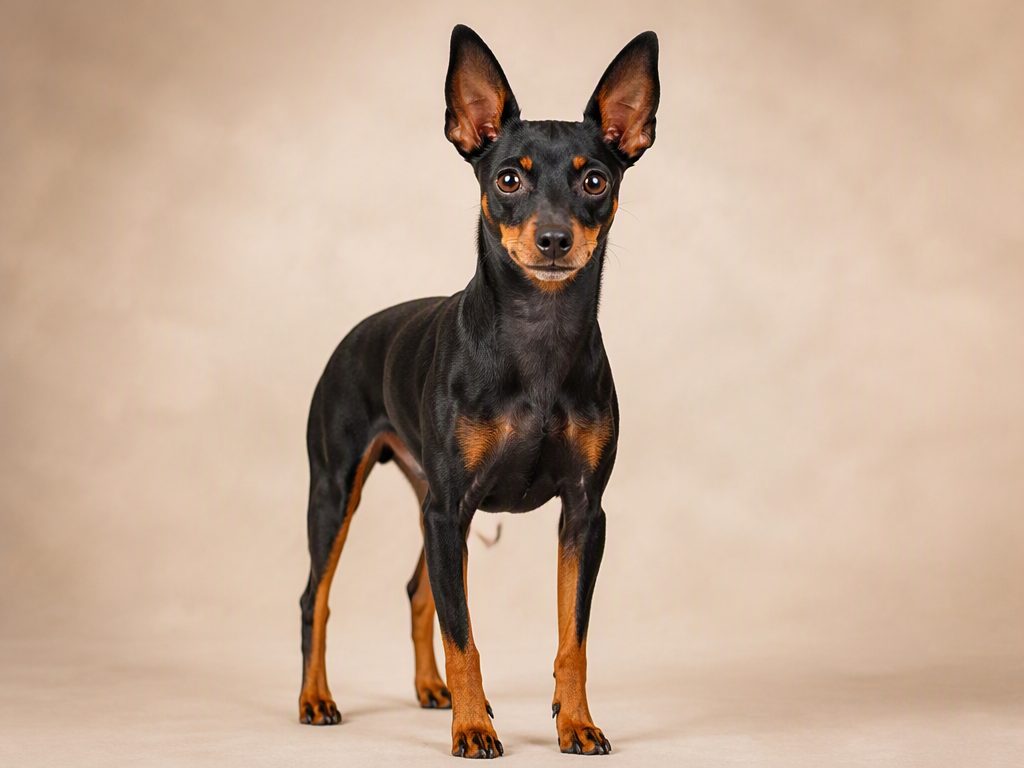 English Toy Terrier (Black & Tan) — dog breed guide Australia, studio portrait by Zookie Pets